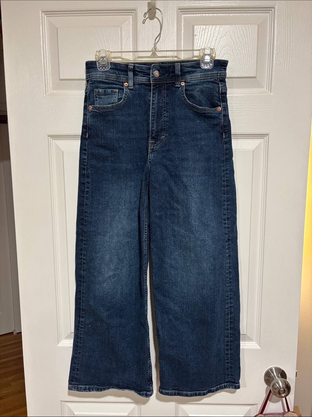 H&M Women’s 24” Inseam High Waist Wide Leg Cropped Jean Denim Pants Size 4
